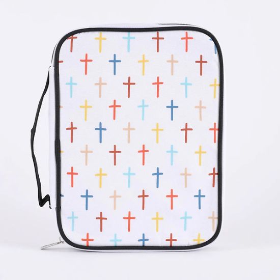 Picture of Bible Cover Canvas Colorful Crosses Large