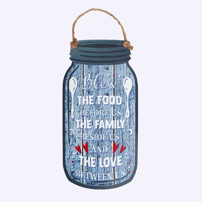 Picture of Mason Jar Sign Metal Bless Food Family Love