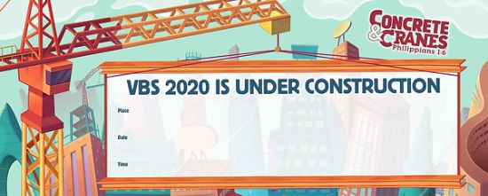 Picture of Vacation Bible School (VBS) 2020 Concrete and Cranes Promotional Banner