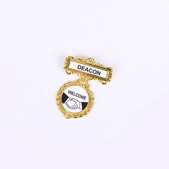 Picture of Gold Deacon Welcome Fancy Round Badge