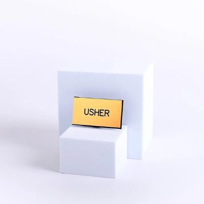 Picture of Gold and Black Usher Clip-On Badge