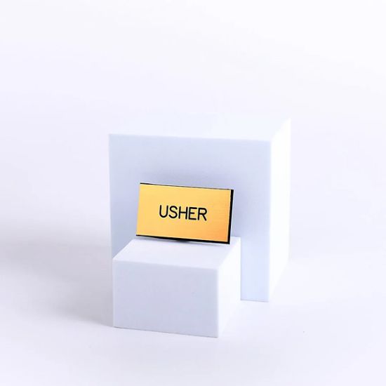 Picture of Gold and Black Usher Clip-On Badge