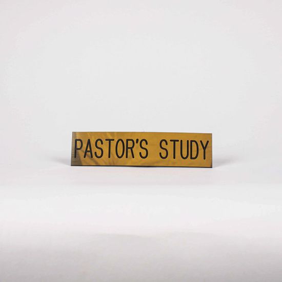 Picture of Pastor's Study Black & Gold Sign 2x8 with Adhesive Back