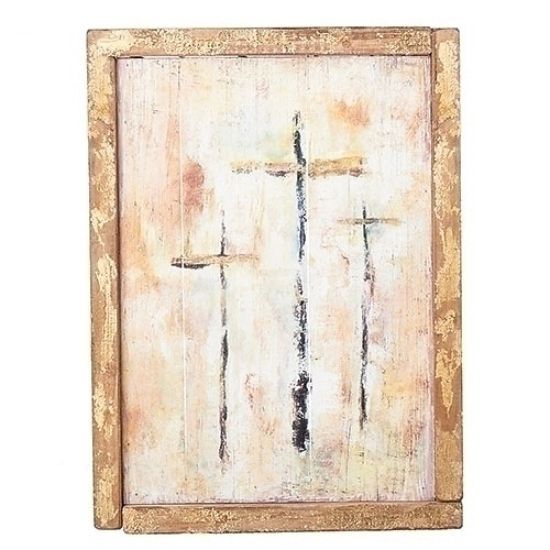 Picture of Three Cross Framed Panel Wall Plaque 15"