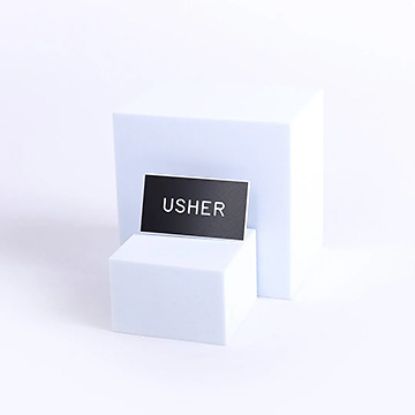 Picture of Black and White Usher Clip-On Badge