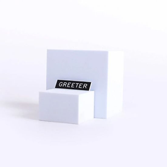 Picture of Black and White Greeter Pin-On Badge