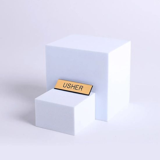 Picture of Gold and Black Usher Pin-On Badge