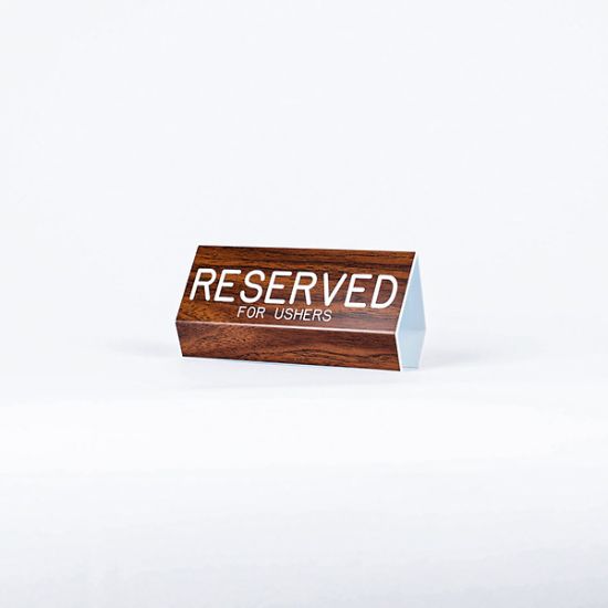 Picture of Pew Sign, Reserved For Ushers, Engraved