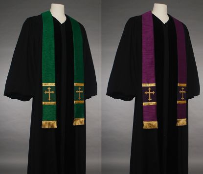 Picture of MDS Reversible Green/Purple Latin Cross Stole