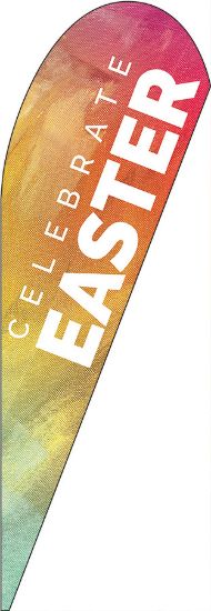 Picture of Easter Orange Brush Strokes Teardrop Flag Banner