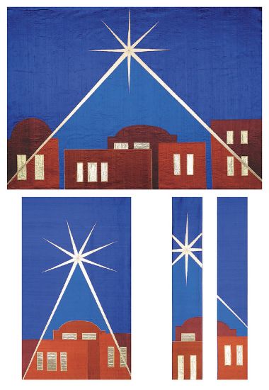 Picture of Bethlehem Cobalt Dupioni 3-Piece Parament Set