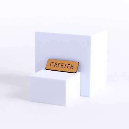 Picture of Contemporary Engraved Gold Greeter Badge