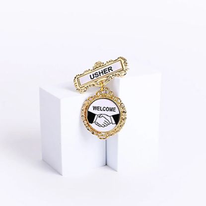 Picture of Gold Usher Welcome Fancy Round Badge