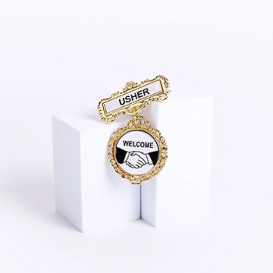 Picture of Gold Usher Welcome Fancy Round Badge