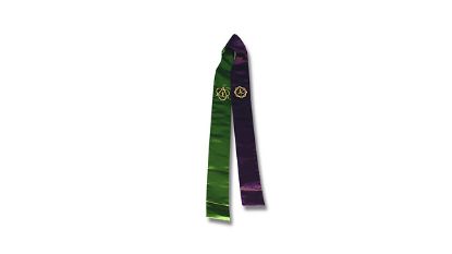 Picture of Reversible Satin Stole Purple/Green Crown of Thorns / Alpha & Omega