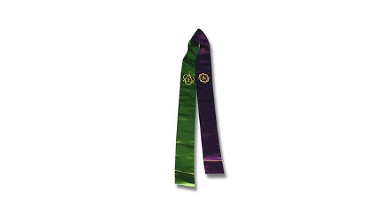 Picture of Reversible Satin Stole Purple/Green Crown of Thorns / Alpha & Omega