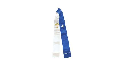 Picture of Reversible Satin Stole Blue/White Star / Cross & Crown