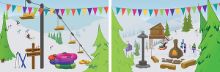 VBS 2026 Snowball Mountain Challenge 6-Panel Decorating Mural Extension (tiles to 6' x 18')