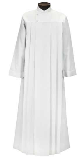 Picture of Mens Wrap Around Style Alb with Front Pleats White Medium