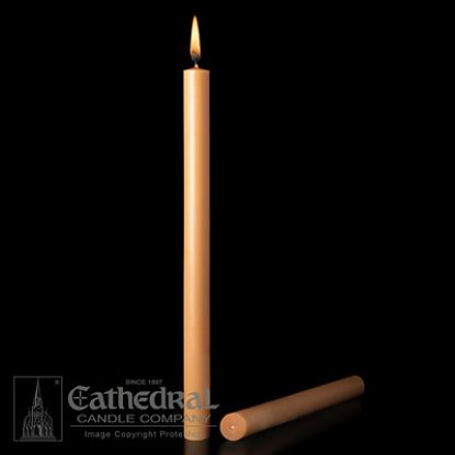 Picture of 51% Beeswax Altar Candles Cathedral 12 x 1 1/4 Pack of 12 Plain End