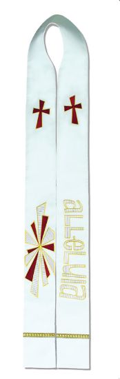 Picture of Alleluia White Cathedral Stole with Embroidery RED