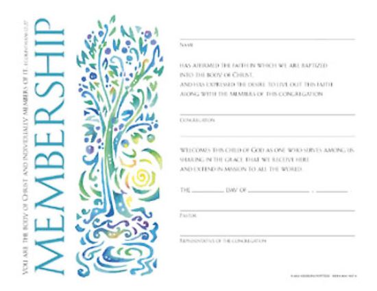 Picture of Community Membership Certificate (Package of 12)
