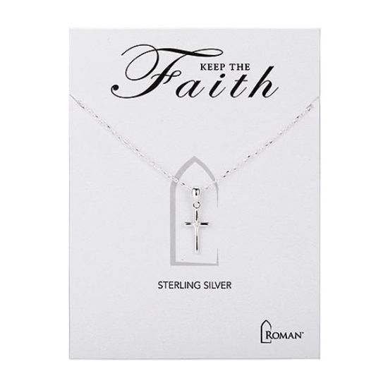 Picture of Keep The Faith  Sterling Silver Cross Necklace 18"