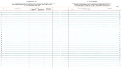 Picture of Westminster Church Register Binder Sheets - Chronological Roll Of Active Members