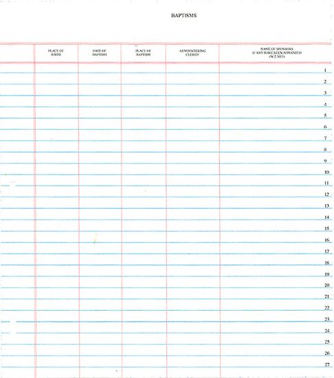 Picture of Westminster Church Register Binder Sheets  Roll of Baptized Members