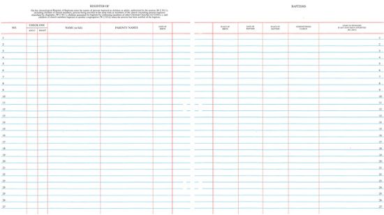 Picture of Westminster Church Register Binder Sheets   Baptisms