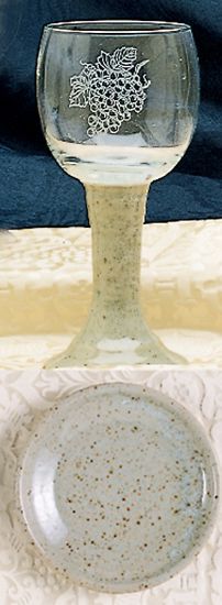 Picture of Ceramic and Etched Glass Chalice and Paten Set